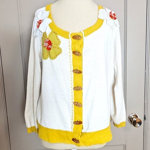 Retro Pin Up Rockabilly Academia Cardigan Floral Sweater Anthropologie Nick & Mo - Picture 3 of 10